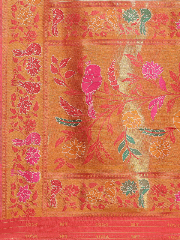 Off White Pure Cotton Woven Zari Design Paisley Saree with Unstitched Blouse - Hiral Fashion