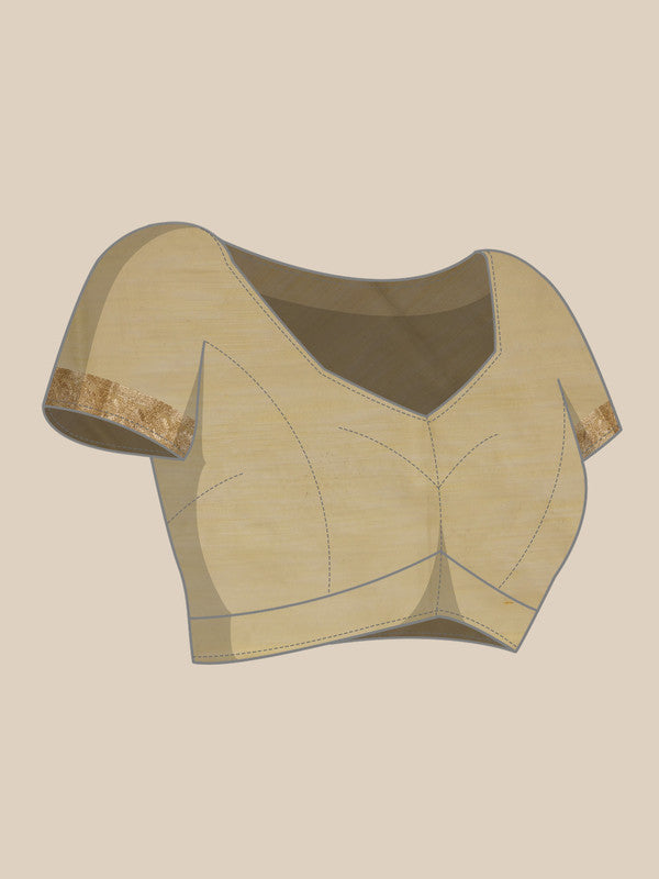 Yellow Linen Woven Thread Floral Saree with Unstitched Blouse - Hiral Fashion
