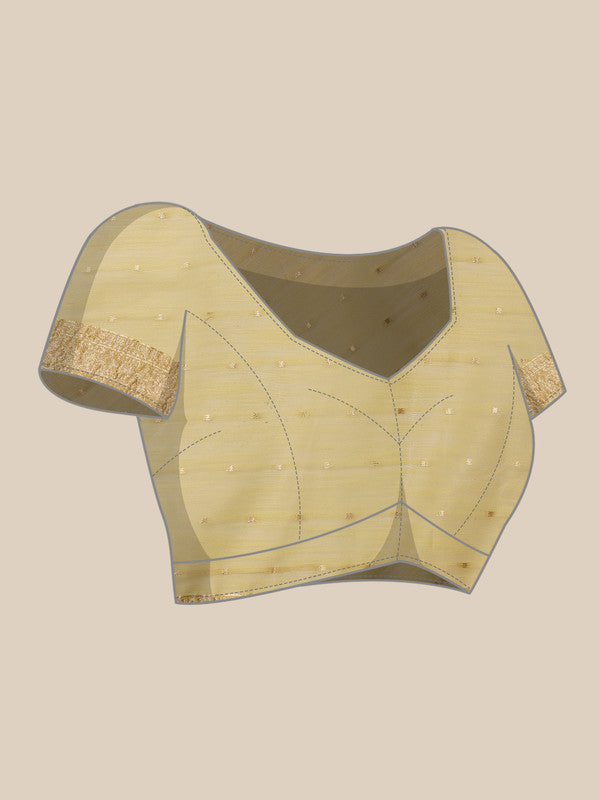 Yellow Linen Woven Thread Floral Saree with Unstitched Blouse - Hiral Fashion