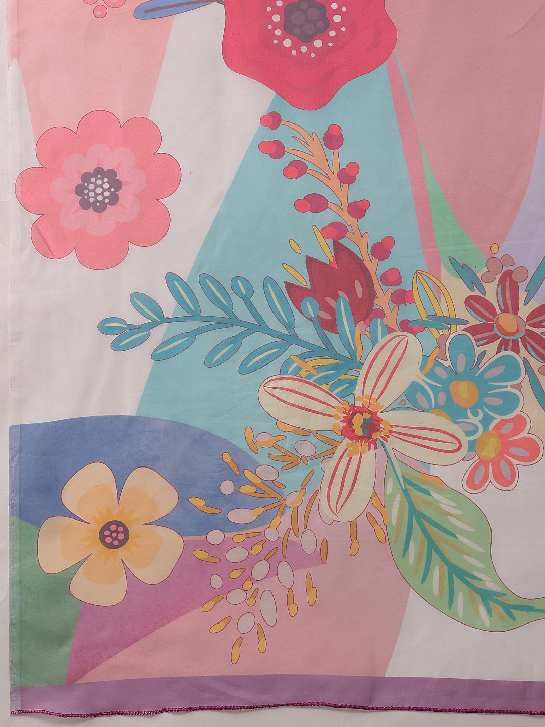Multicolor Polyester Digital Print Floral Saree with Unstitched Blouse - Hiral Fashion