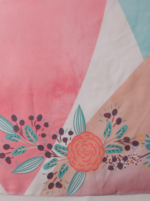 Multicolor Polyester Digital Print Floral Saree with Unstitched Blouse - Hiral Fashion