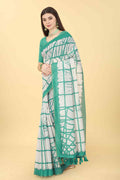Green Cotton Blend Dyed Tie and Dye Saree with Unstitched Blouse - Hiral Fashion