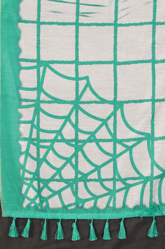 Green Cotton Blend Dyed Tie and Dye Saree with Unstitched Blouse - Hiral Fashion