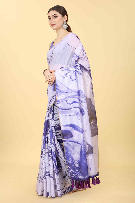 Purple Cotton Blend Dyed Tie and Dye Saree with Unstitched Blouse - Hiral Fashion