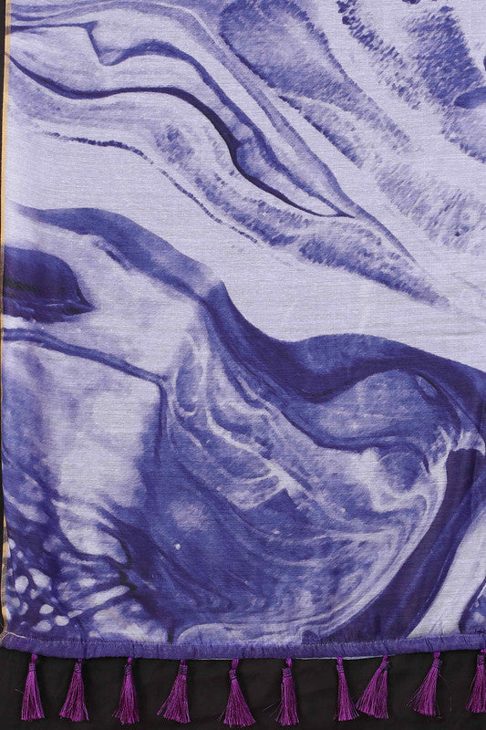 Purple Cotton Blend Dyed Tie and Dye Saree with Unstitched Blouse - Hiral Fashion