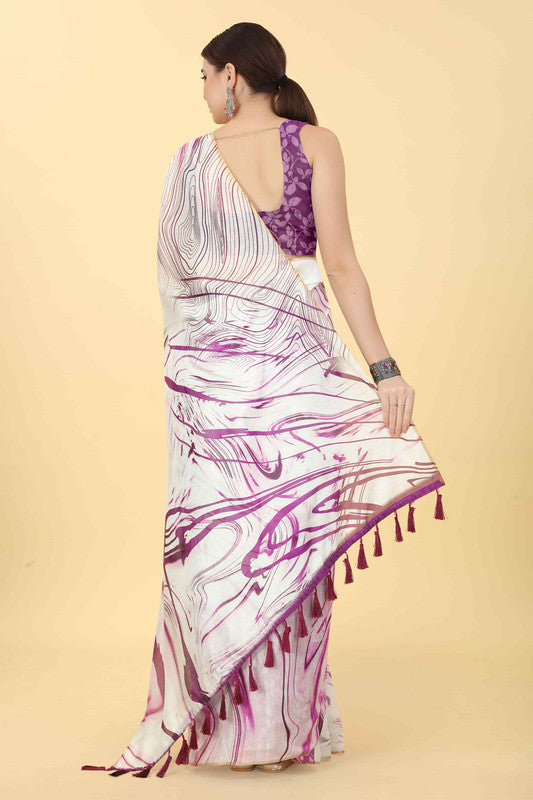 Burgundy Cotton Blend Dyed Tie and Dye Saree with Unstitched Blouse - Hiral Fashion
