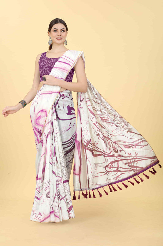 Burgundy Cotton Blend Dyed Tie and Dye Saree with Unstitched Blouse - Hiral Fashion