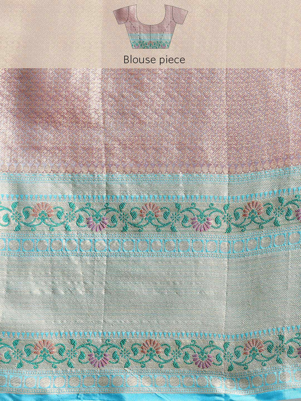 Pink Silk Blend Woven Zari Design Abstract Saree with Unstitched Blouse - Hiral Fashion