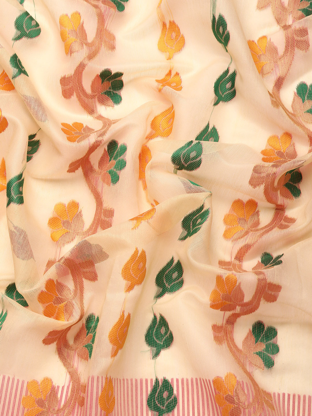 Pink Pure Cotton Woven Zari Design Floral Saree with Unstitched Blouse - Hiral Fashion