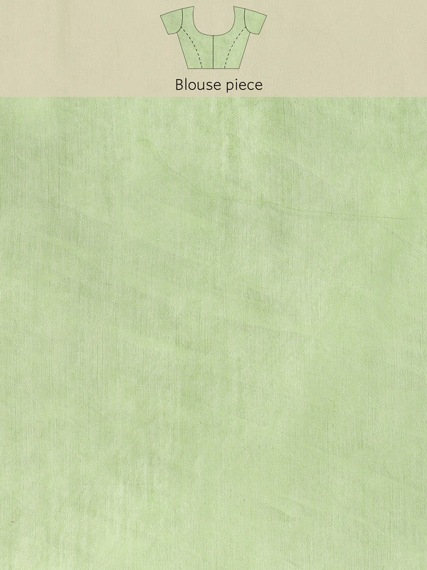 Green Pure Cotton Woven Zari Design Floral Saree with Unstitched Blouse - Hiral Fashion