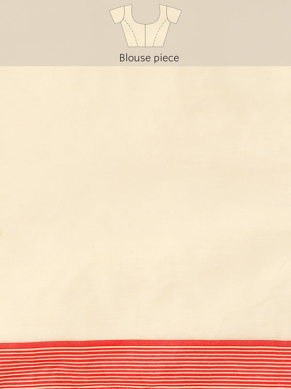 Beige Pure Cotton Woven Zari Design Paisley Saree with Unstitched Blouse - Hiral Fashion