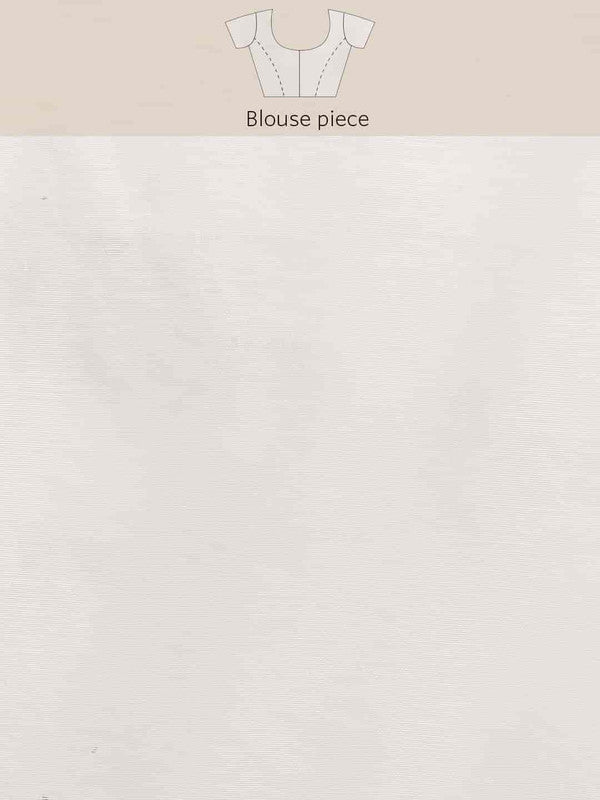 White Pure Cotton Woven Zari Design Paisley Saree with Unstitched Blouse - Hiral Fashion