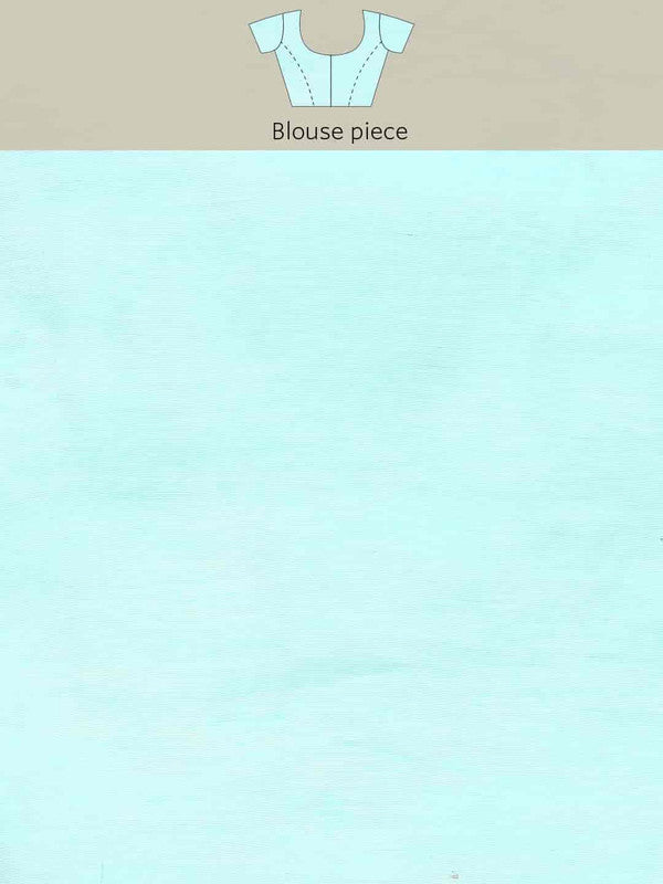 Turquoise Pure Cotton Woven Zari Design Paisley Saree with Unstitched Blouse - Hiral Fashion