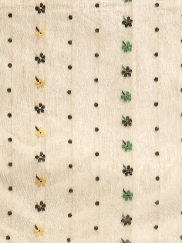 Black Pure Cotton Woven Zari Design Geomatric Saree with Unstitched Blouse - Hiral Fashion