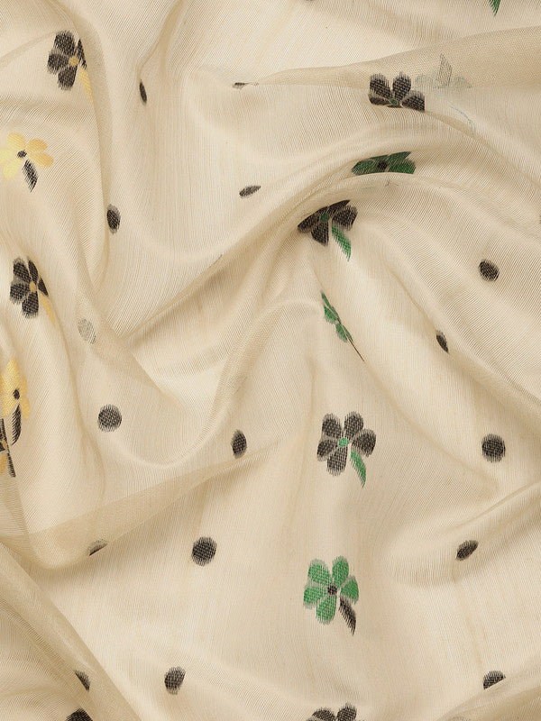 Black Pure Cotton Woven Zari Design Geomatric Saree with Unstitched Blouse - Hiral Fashion