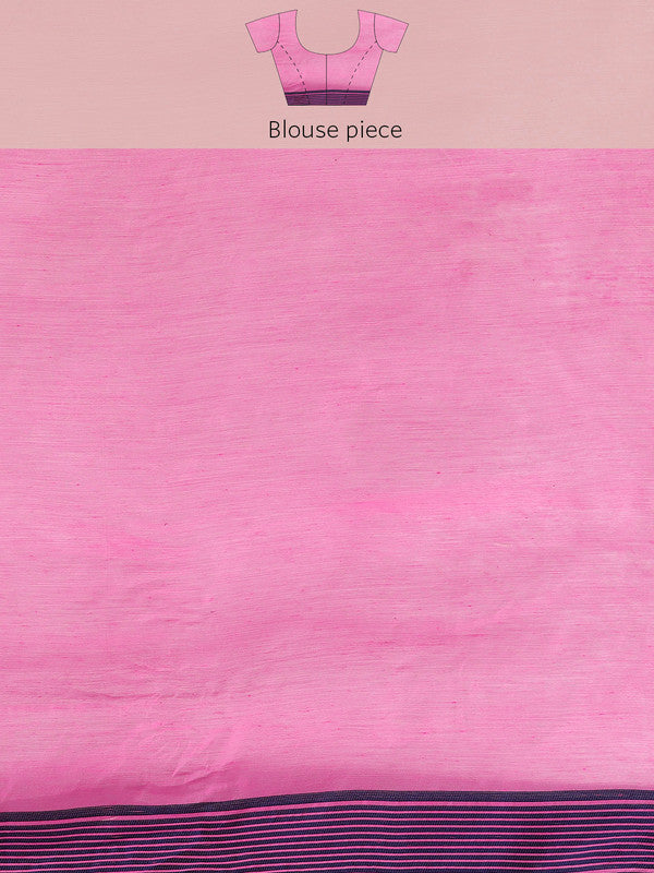 Pink Pure Cotton Woven Zari Design Floral Saree with Unstitched Blouse - Hiral Fashion