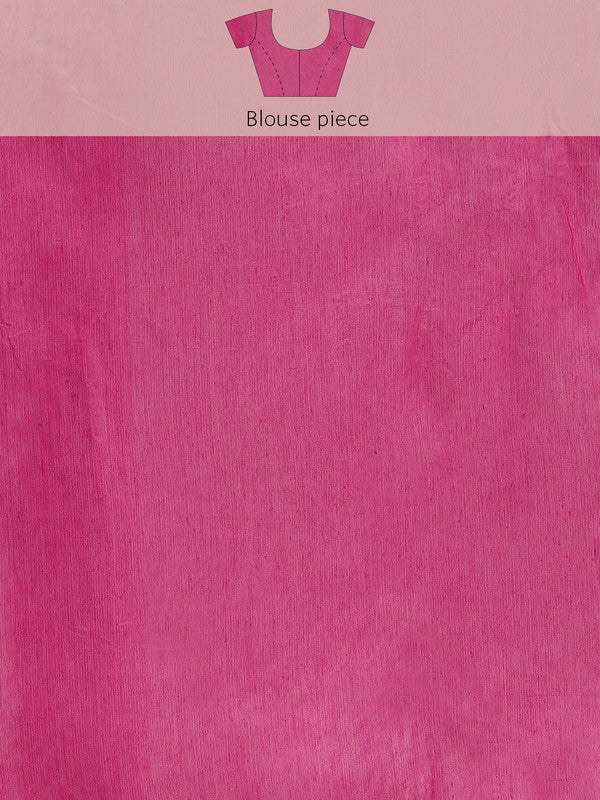 Magenta Pure Cotton Woven Zari Design Floral Saree with Unstitched Blouse - Hiral Fashion