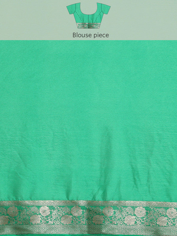 Green Pure Viscose Chinon Zari Woven Solid Saree with Unstitched Blouse - Hiral Fashion