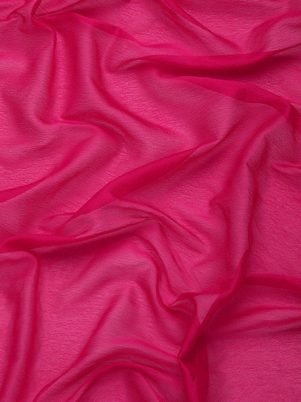 Pink Pure Viscose Chinon Zari Woven Solid Saree with Unstitched Blouse - Hiral Fashion