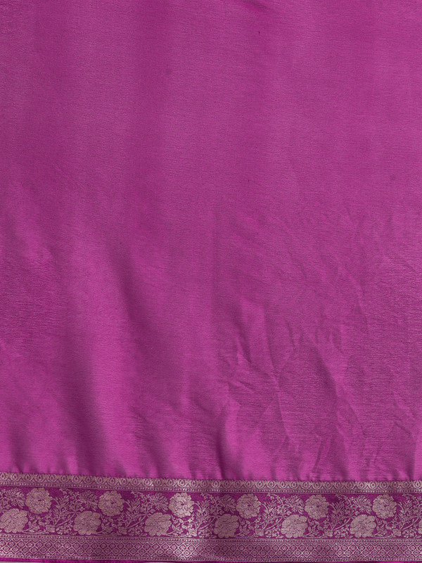 Purple Pure Viscose Chinon Zari Woven Solid Saree with Unstitched Blouse - Hiral Fashion