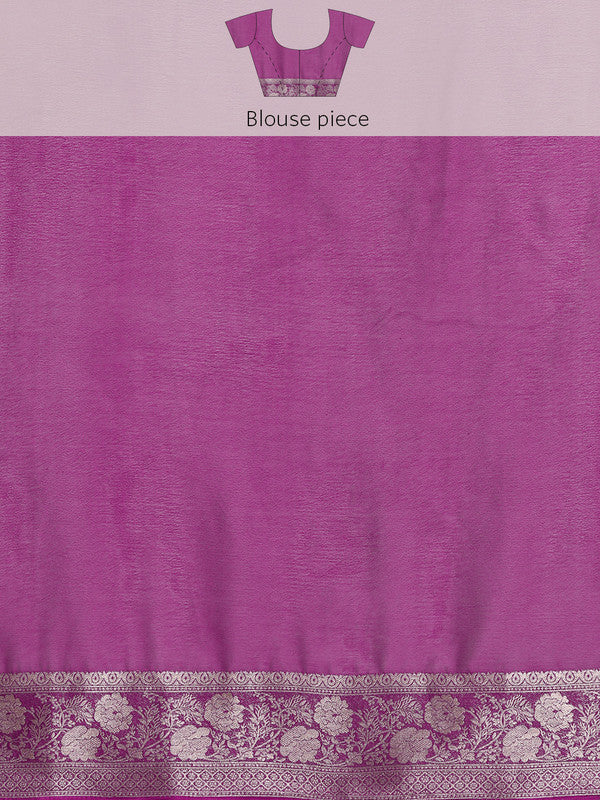 Purple Pure Viscose Chinon Zari Woven Solid Saree with Unstitched Blouse - Hiral Fashion