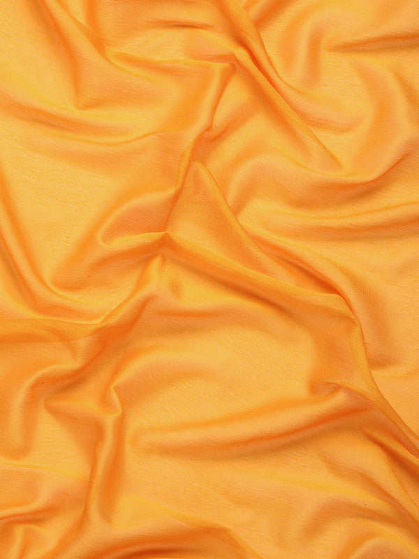 Yellow Pure Viscose Chinon Zari Woven Solid Saree with Unstitched Blouse - Hiral Fashion