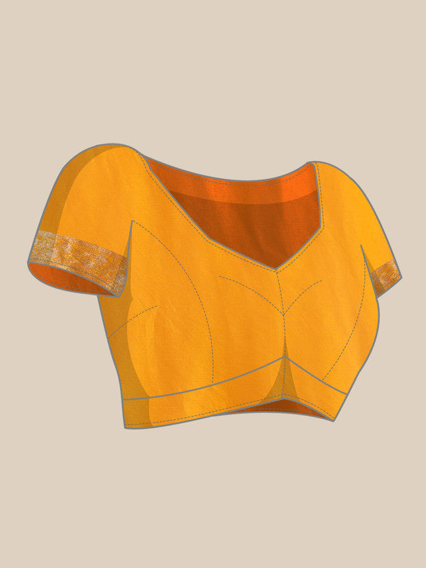 Yellow Pure Viscose Chinon Zari Woven Solid Saree with Unstitched Blouse - Hiral Fashion