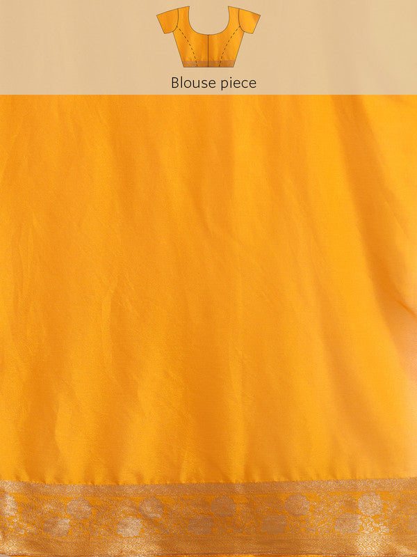 Yellow Pure Viscose Chinon Zari Woven Solid Saree with Unstitched Blouse - Hiral Fashion