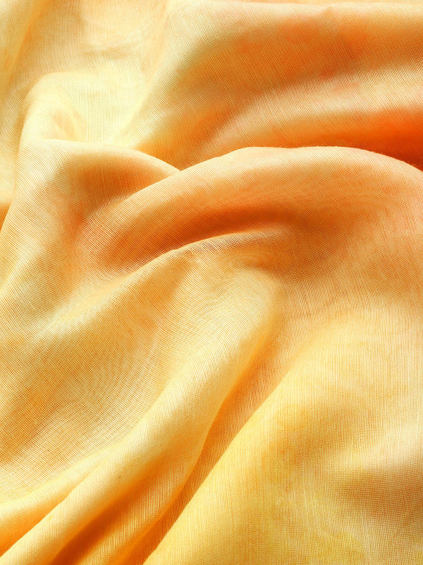 Yellow Organza Printed Tie and Dye Saree with Unstitched Blouse - Hiral Fashion