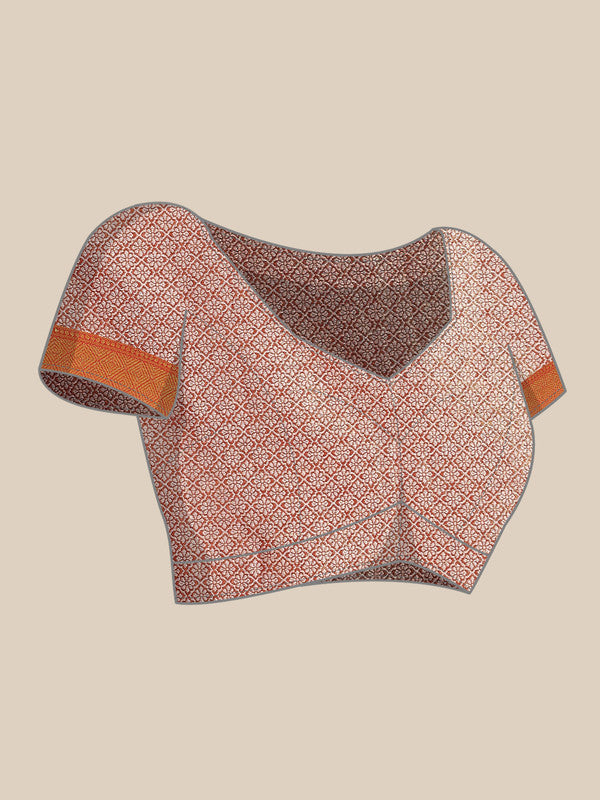 Pink Brocade Woven Zari Design Floral Saree with Unstitched Blouse - Hiral Fashion