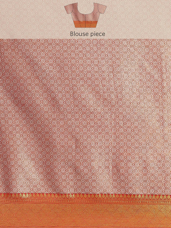 Pink Brocade Woven Zari Design Floral Saree with Unstitched Blouse - Hiral Fashion
