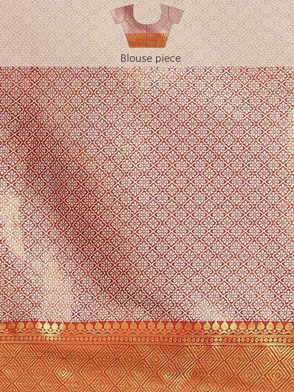 Purple Brocade Woven Zari Design Floral Saree with Unstitched Blouse - Hiral Fashion