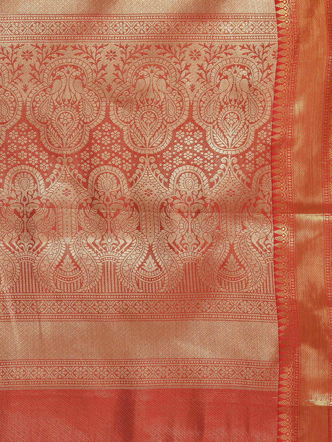 Pink Brocade Woven Zari Design Striped Saree with Unstitched Blouse - Hiral Fashion