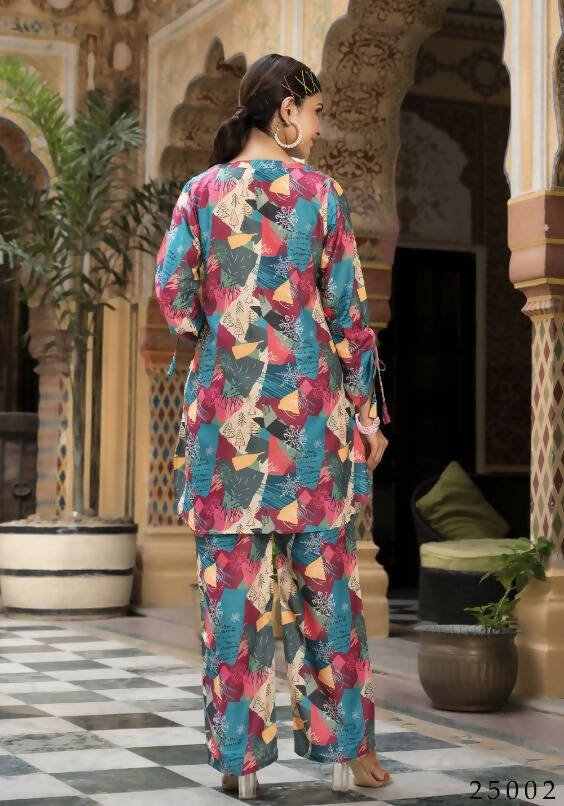 Women's Casual Fashionable Multi Muslin co-ord set - Rooh