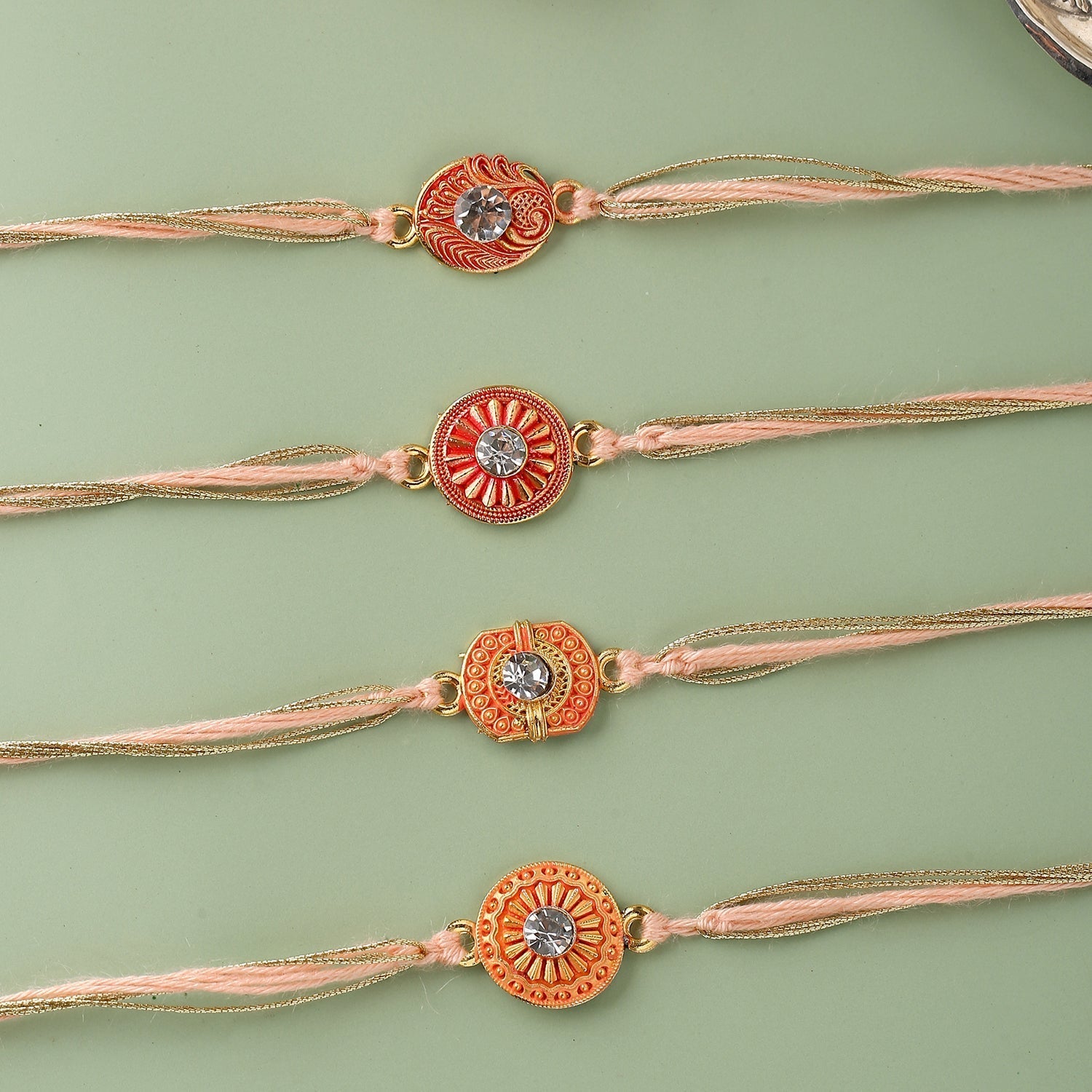 trueBrowns X Voylla Set Of 4 Designer Rakhi With Roli Chaawal Pack