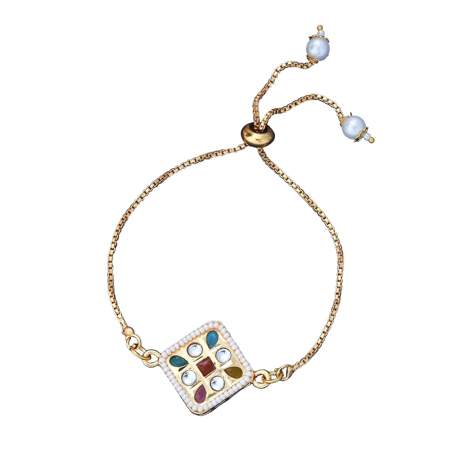 trueBrowns X Voylla CZ Embellished Gold Toned Bracelet Style Rakhi