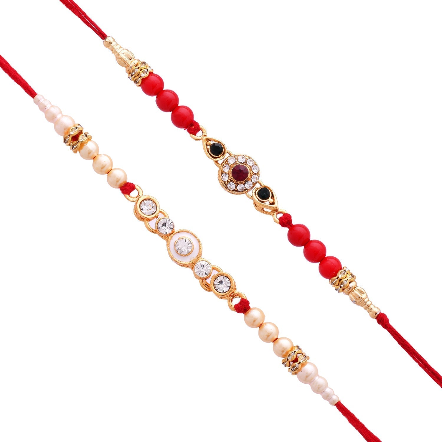 trueBrowns X Voylla Set of 2 Floral Pearl Beads Studded Rakhi