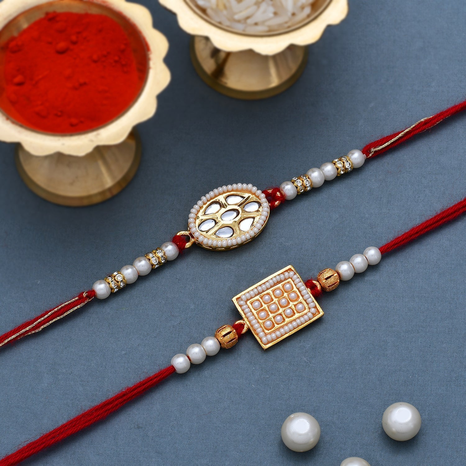 trueBrowns X Voylla Set of 2 Meenakari Kundan Embellished Rakhi