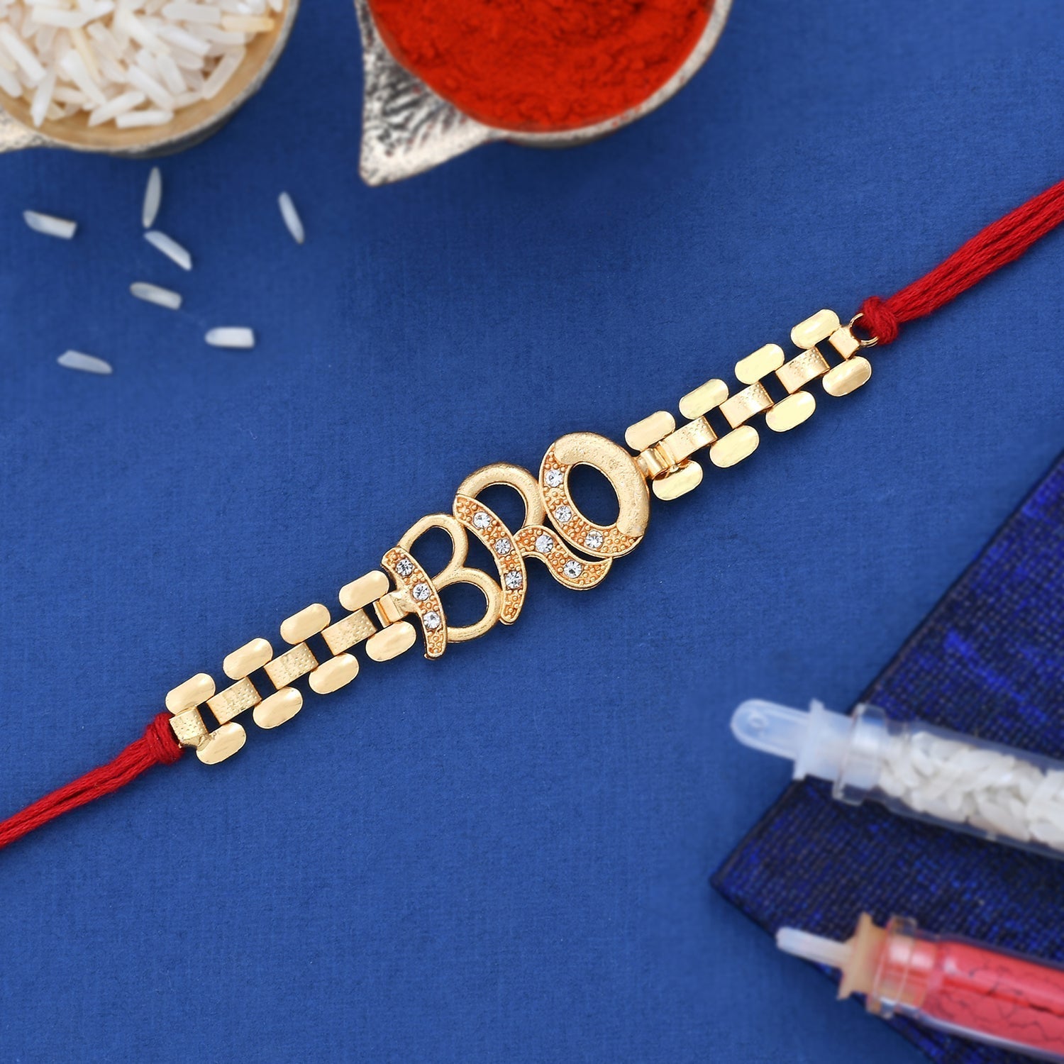 trueBrowns X Voylla Bro A Gem Embellished Gold Tone Rakhi