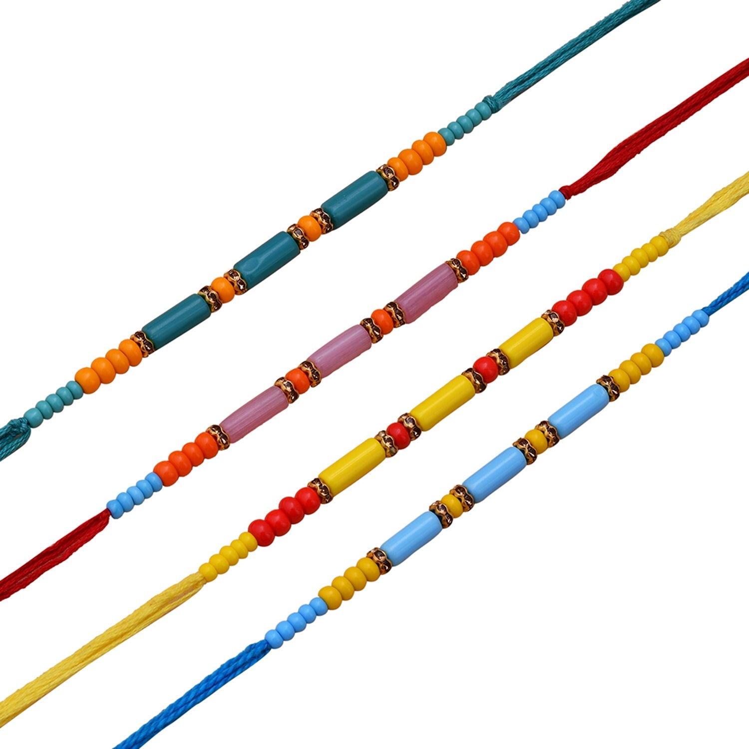 trueBrowns X Voylla Set of 4 Colorful Beads embedded Rakhi