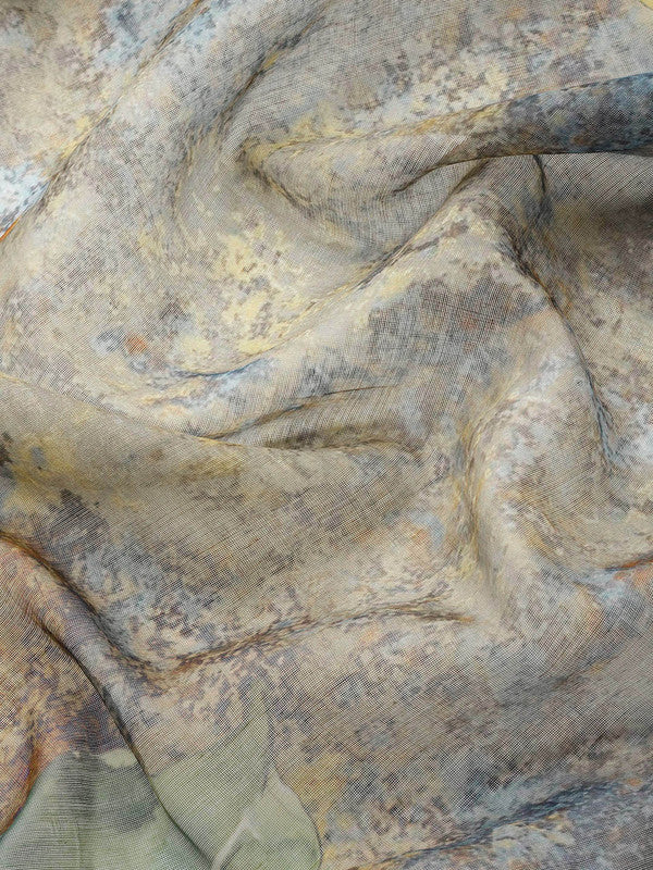 Multicolor Cotton Blend Printed Kalamkari Saree with Unstitched Blouse - Hiral Fashion
