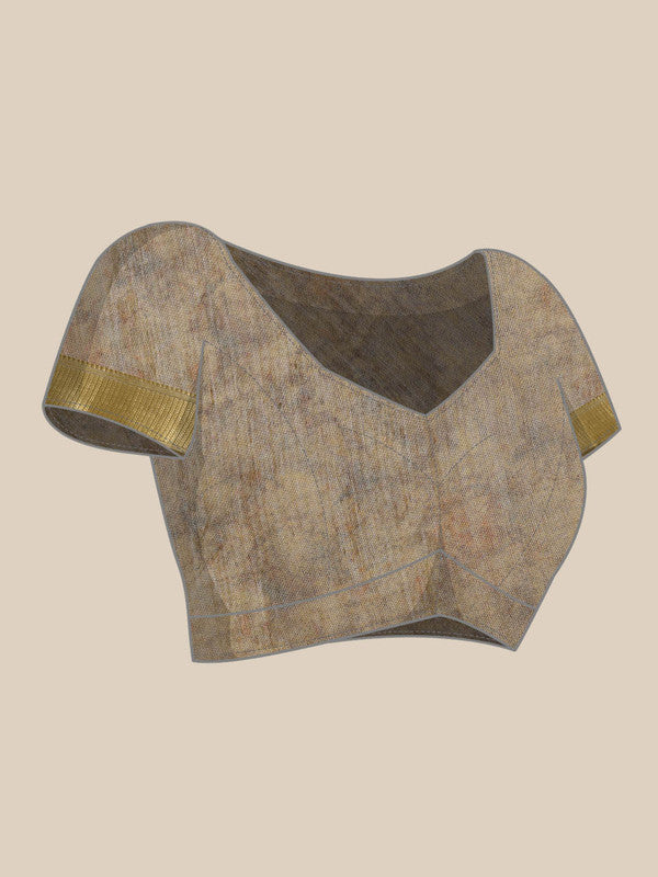 Multicolor Cotton Blend Printed Kalamkari Saree with Unstitched Blouse - Hiral Fashion