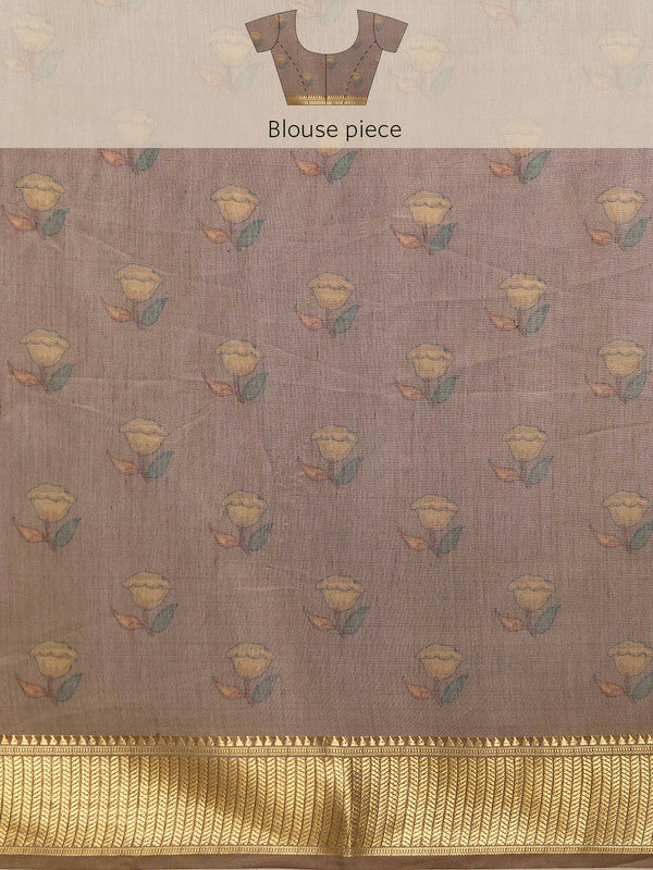 Multicolor Cotton Blend Printed Kalamkari Saree with Unstitched Blouse - Hiral Fashion