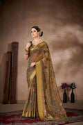 Multicolor Cotton Blend Printed Kalamkari Saree with Unstitched Blouse - Hiral Fashion