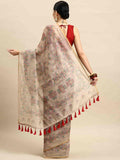 Multicolor Cotton Blend Printed Kalamkari Saree with Unstitched Blouse - Hiral Fashion