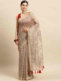 Multicolor Cotton Blend Printed Kalamkari Saree with Unstitched Blouse - Hiral Fashion