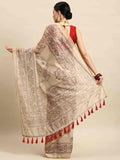Multicolor Cotton Blend Printed Kalamkari Saree with Unstitched Blouse - Hiral Fashion