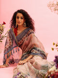 Beige Cotton Blend Printed Madhubani Saree with Unstitched Blouse - Hiral Fashion