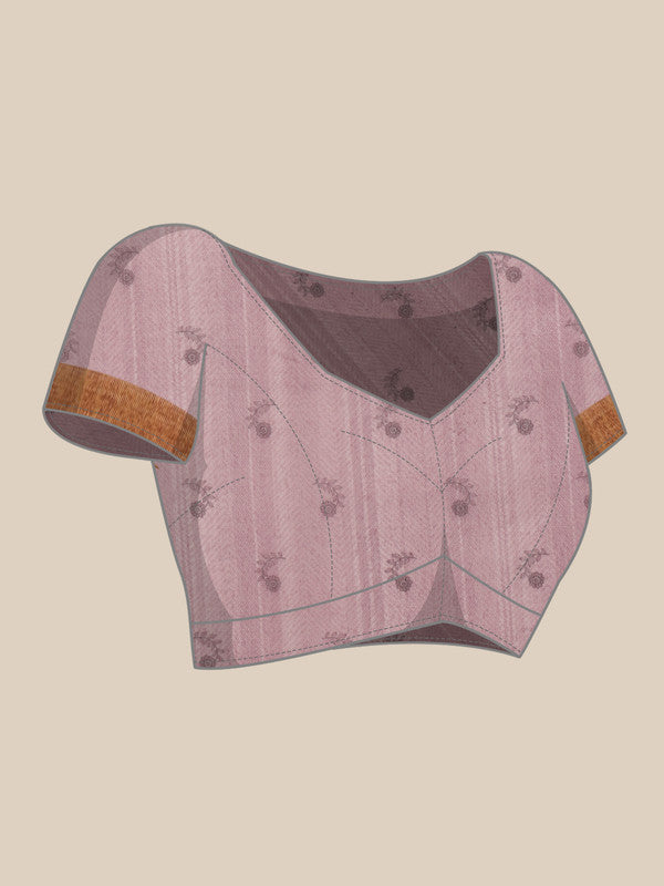 Pink Cotton Blend Printed Madhubani Saree with Unstitched Blouse - Hiral Fashion