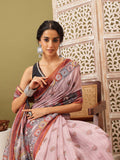 Rust Cotton Blend Printed Madhubani Saree with Unstitched Blouse - Hiral Fashion